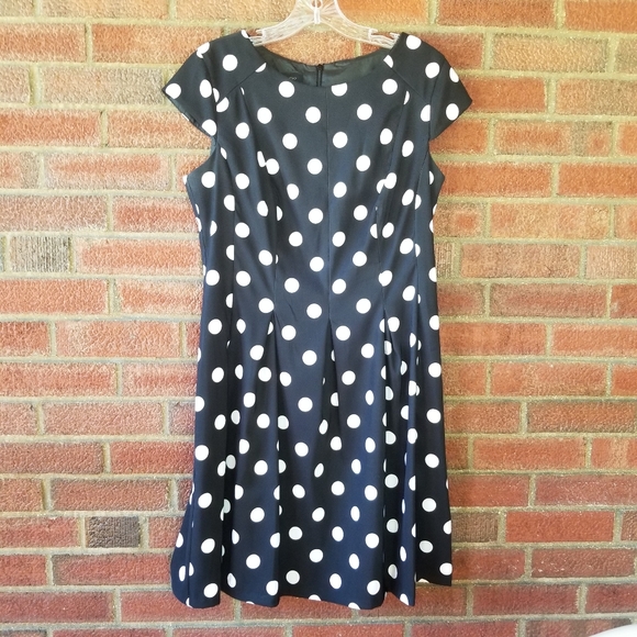 AB Studio Women's Black and White Polka Dot Dress - Picture 2 of 12